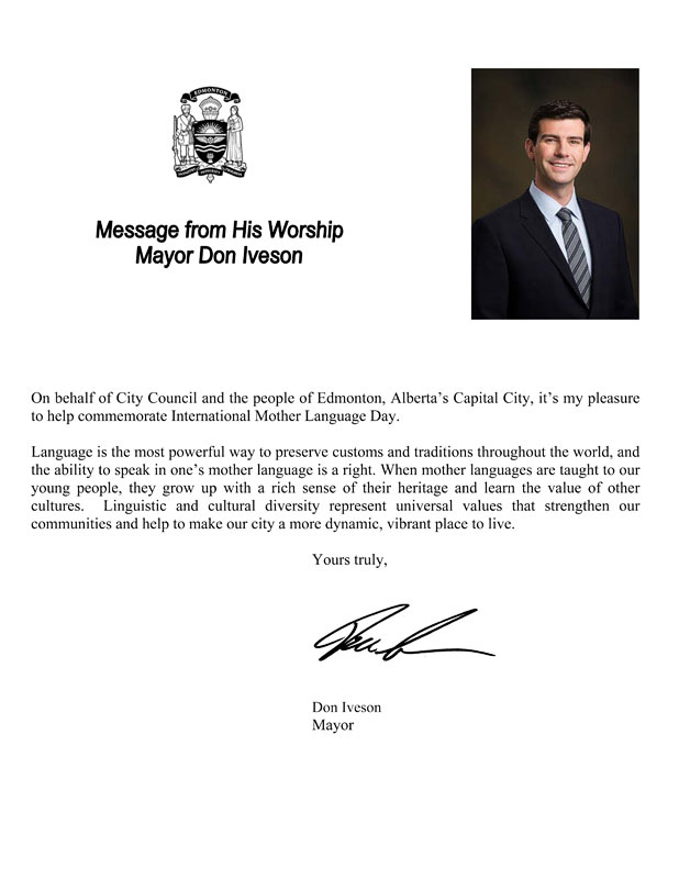 Message from Mr. Don Iveson