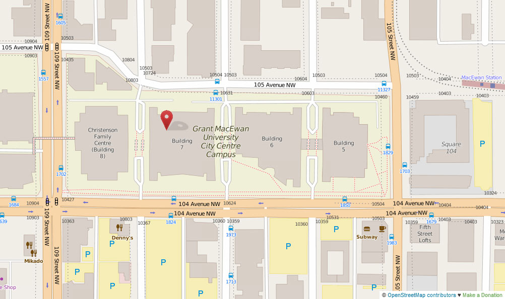 Map of the area around Grant MacEwan University